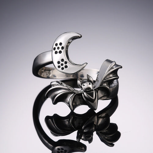 Vintage Moon Night Bat Ring Trendy Unisex Gothic Finger Ring Fashion Jewelry