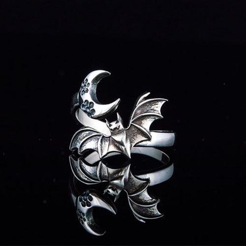 Vintage Moon Night Bat Ring Trendy Unisex Gothic Finger Ring Fashion Jewelry
