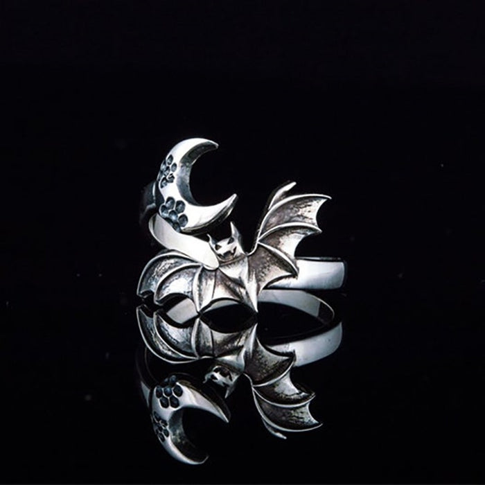 Vintage Moon Night Bat Ring Trendy Unisex Gothic Finger Ring Fashion Jewelry