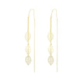 Gold Tone Alloy Hollow Leaf Long Threader Tassel Elegant Minimalist Bohemian Drop Earrings view 5