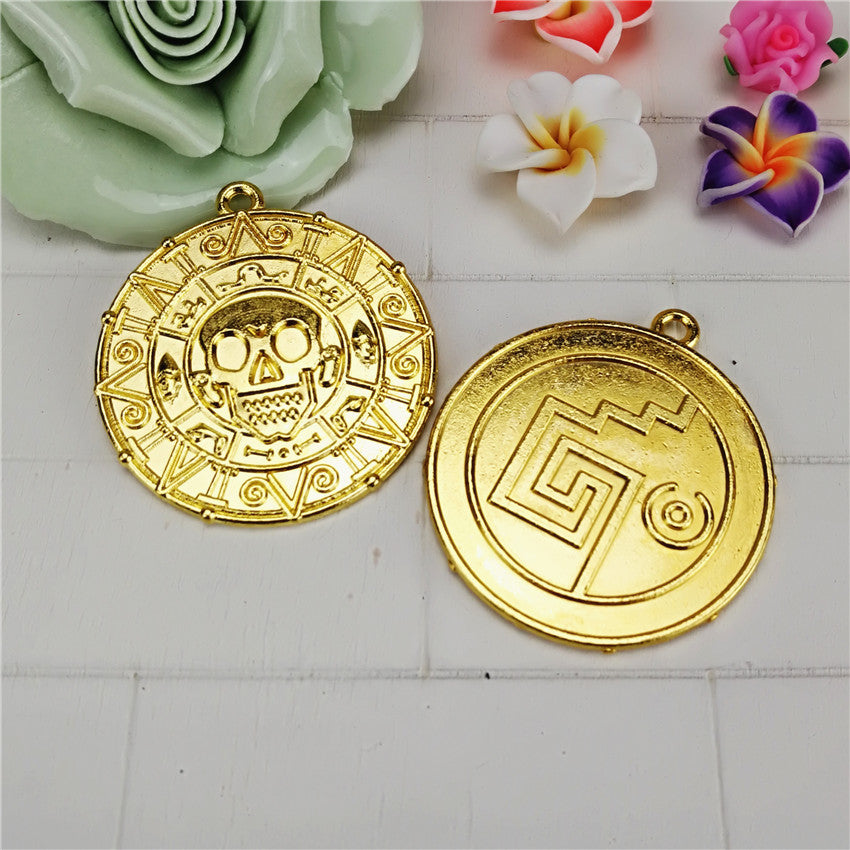 39mm Vintage Aztec Coin Pirate Style Charm Pendant