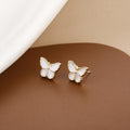 Elegant Korean Style Small Butterfly Enamel Studs With 925 Silver Pins For Women Fashion Earrings view 3