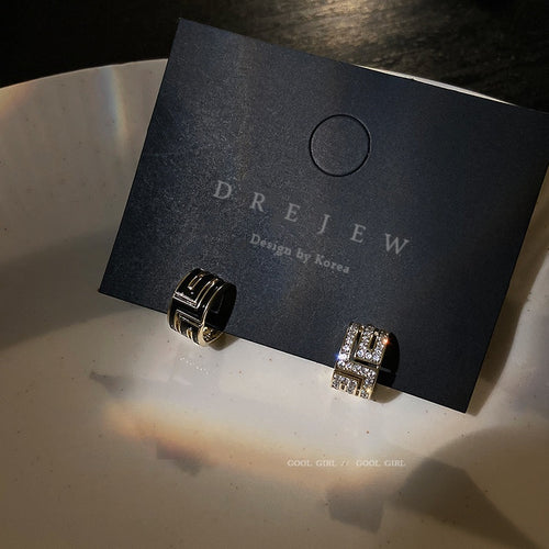 Gold Plated Alloy Silver Post Asymmetric Geometric C Hoop Hollow Minimalist Korean Earrings