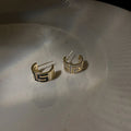 Gold Plated Alloy Silver Post Asymmetric Geometric C Hoop Hollow Minimalist Korean Earrings view 4