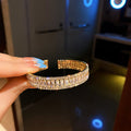 Korean Style Alloy Open Bangle With Zircon Rhinestone Geometric Minimalist Fashion Design view 4