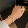Korean Style Alloy Open Bangle With Zircon Rhinestone Geometric Minimalist Fashion Design view 3