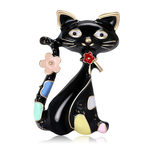 Alloy Enamel Cat Brooch Pin Cute Small Sweater Coat Decoration