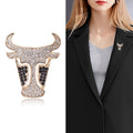 Alloy Rhinestone Bull Head Brooch Pendant Pin For Apparel view 2