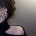 Iridescent Irregular Geometric Alloy Drop Earrings With Silver Pins, Statement Light Luxury Style view 3