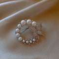 Korean Style Copper Rhinestone Pearl Butterfly Brooch For Fashion OL Clothing Accessories view 3