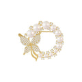 Korean Style Copper Rhinestone Pearl Butterfly Brooch For Fashion OL Clothing Accessories view 5