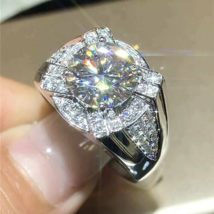 2021 Spring New Women Zircon Wedding Ring European American Imitation Platinum Plated Jewelry