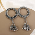 Vintage Bohemian Geometric Round Alloy Bell Tassel Drop Earrings For Women Ethnic Statement Earrings view 3