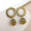 Vintage Bohemian Geometric Round Alloy Bell Tassel Drop Earrings For Women Ethnic Statement Earrings view 2
