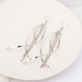 Elegant Bohemian Long Leaf Ribbon Chain Tassel Alloy Statement Drop Dangle Fashion Earrings view 3