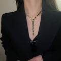 Alloy Geometric Rhinestone Wrapped Good Luck Pendant Sweater Necklace Hip Hop Sweet Cool Style view 3