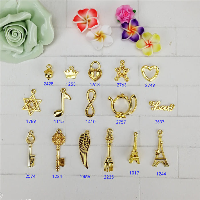 Gold-Tone Alloy Charm Pendant Assortment for DIY Jewelry
