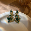 Alloy Emerald Rhinestone Irregular Geometric Statement Drop Earrings For Women view 1