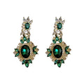 Alloy Emerald Rhinestone Irregular Geometric Statement Drop Earrings For Women view 5