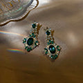 Alloy Emerald Rhinestone Irregular Geometric Statement Drop Earrings For Women view 3