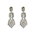 Baroque Style Alloy Full Rhinestone Tassel Long Drop Earrings With Silver Pins view 5