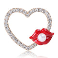 Alloy Rhinestone Heart Brooch Pin With Pearl For Elegant Collar Wear view 1