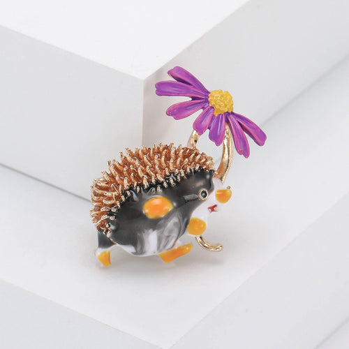 Alloy Enamel Daisy Hedgehog Brooch Cartoon Clothing Lapel Pin