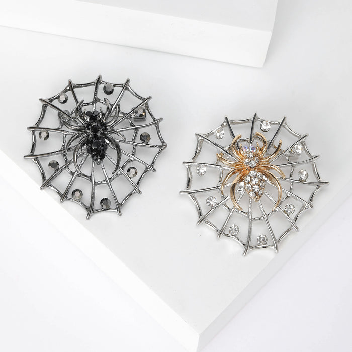 Vintage Alloy Spider Web Brooch Pin For Fashion Apparel Accessories