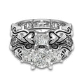 Luxury Women's Square Zircon Alloy Epoxy Silver Plated Fashion Couple Ring Set view 6
