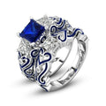 Luxury Women's Square Zircon Alloy Epoxy Silver Plated Fashion Couple Ring Set view 9