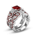 Luxury Women's Square Zircon Alloy Epoxy Silver Plated Fashion Couple Ring Set view 3