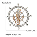 Alloy Rhinestone Ship Wheel Anchor Brooch For Nautical Menswear view 4