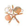 Alloy Enamel Starfish Shell Brooch For Ocean Theme Apparel Decoration view 2