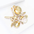 Alloy Enamel Starfish Shell Brooch For Ocean Theme Apparel Decoration view 4