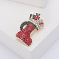 Metal Alloy Rhinestone Christmas Boot Brooch Pin For Holiday Apparel Decor view 3