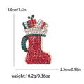 Metal Alloy Rhinestone Christmas Boot Brooch Pin For Holiday Apparel Decor view 5