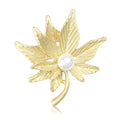 Alloy Pearl Leaf Brooch Pin For Elegant Womens Apparel view 1