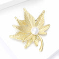 Alloy Pearl Leaf Brooch Pin For Elegant Womens Apparel view 4