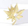 Alloy Pearl Leaf Brooch Pin For Elegant Womens Apparel view 2