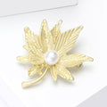 Alloy Pearl Leaf Brooch Pin For Elegant Womens Apparel view 3