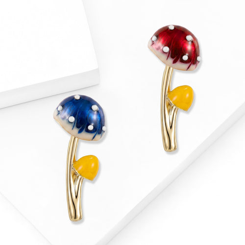 Alloy Enamel Mushroom Brooch For Fresh Apparel Accessories