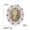 Alloy Vintage Lady Cameo Brooch Pin With Rhinestones And Pearls view 5