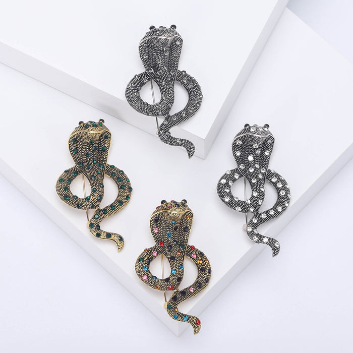 Alloy Rhinestone Snake Brooch Pin For Zodiac Lapel Accessories
