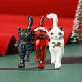 Alloy Enamel Christmas Cat Brooch For Festive Clothing Decoration view 1