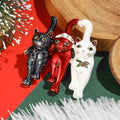 Alloy Enamel Christmas Cat Brooch For Festive Clothing Decoration view 4
