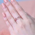 European Style Vine Branch Leaf Cubic Zirconia Women's Copper Silver Plated Ring view 5