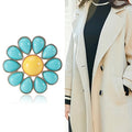 Alloy Green Flower Brooch Elegant Collar Pin For Garments view 2
