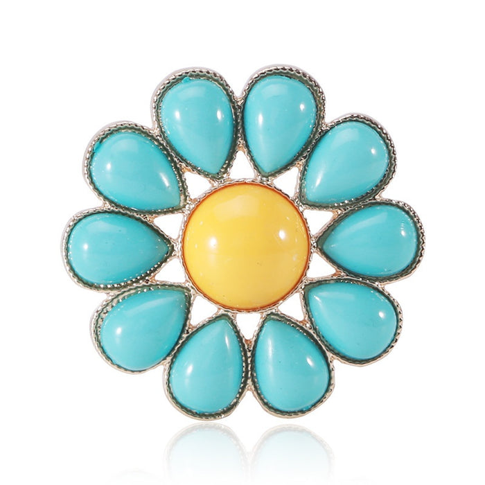 Alloy Green Flower Brooch Elegant Collar Pin For Garments