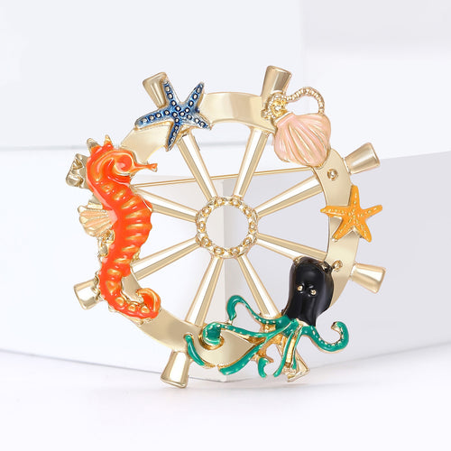 Alloy Enamel Ocean Animal Brooch For Cute Clothing Accessories