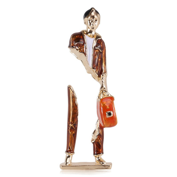 Alloy Enamel One Arm Boy Brooch Pin For Clothing Decoration